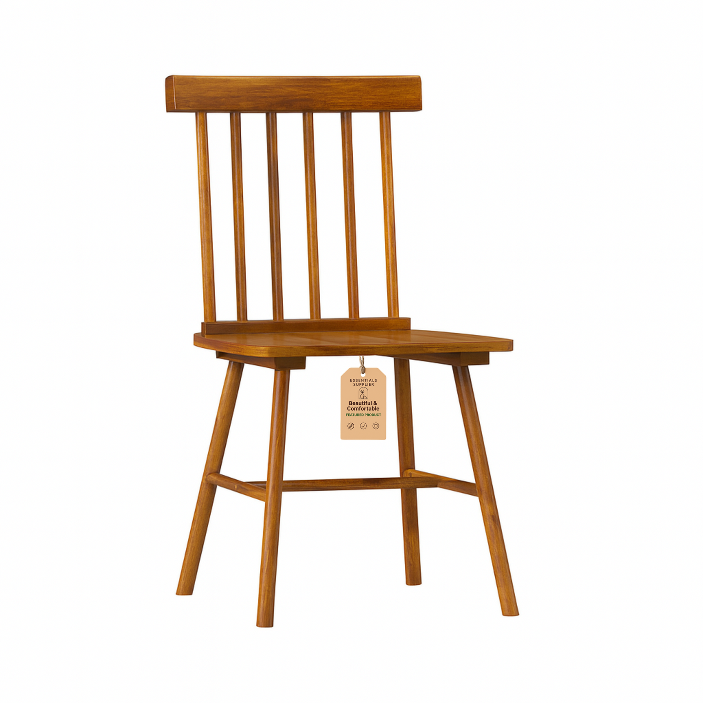 Light Brown Wooden Farmhouse Dining Chairs – Set of 2
