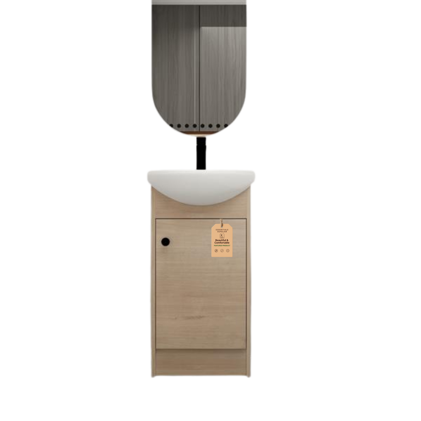 18" Small Bathroom Vanity with Sink – Freestanding Oak Cabinet Combo Unit