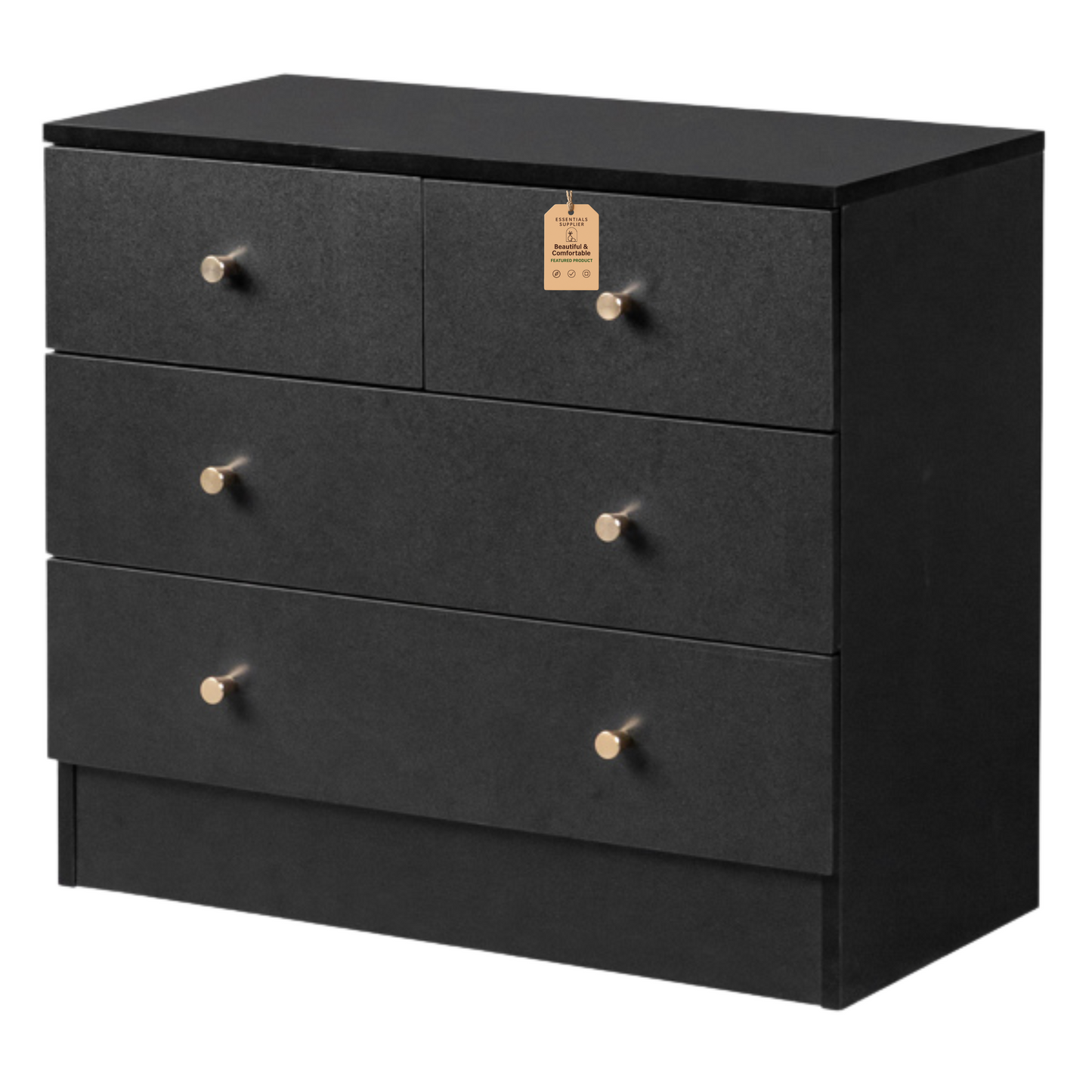 Modern Black 4-Drawer Dresser – Space-Saving Storage Cabinet for Bedroom or Living Room