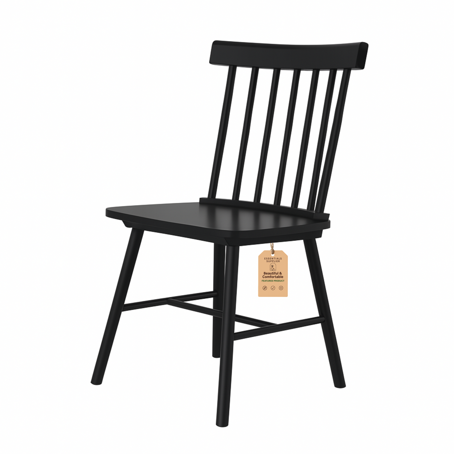 Black Wooden Farmhouse Dining Chairs – Set of 2