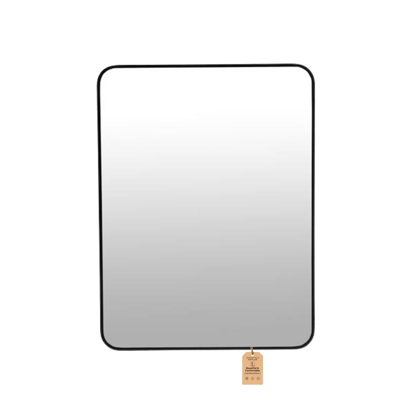 24"x32" Black Bathroom Mirror – HD Glass with Aluminum Frame, Wall Mounted