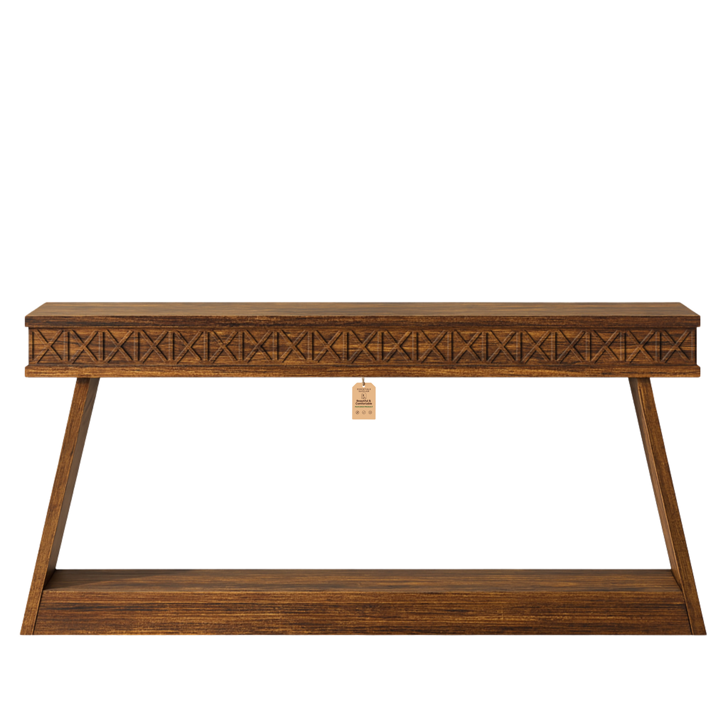 Dark Brown 2-Tier Long Console Table – Rustic Farmhouse Entryway & Sofa Display
