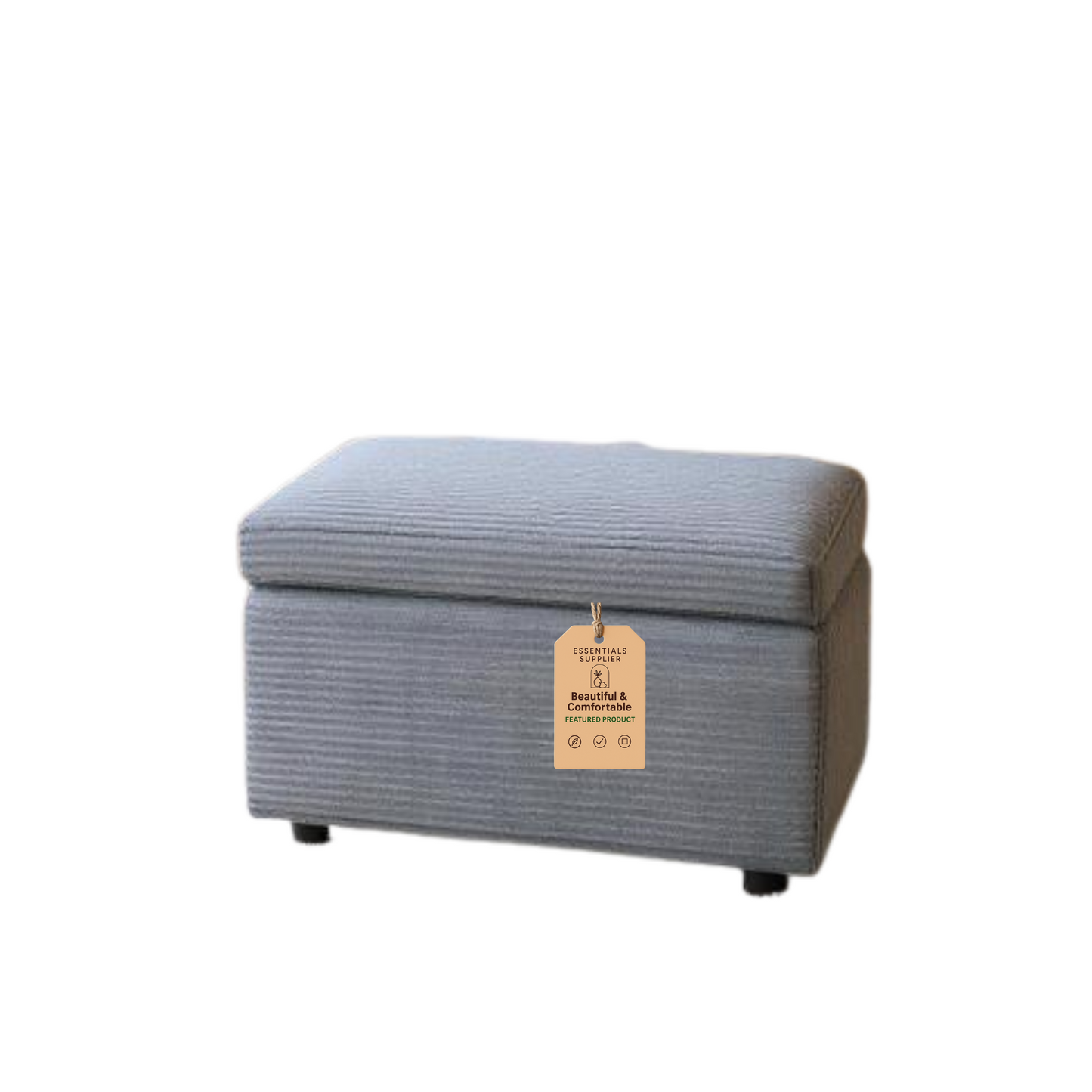 Dark Gray Corduroy Storage Ottoman Bench with Hidden Compartment – 24.8