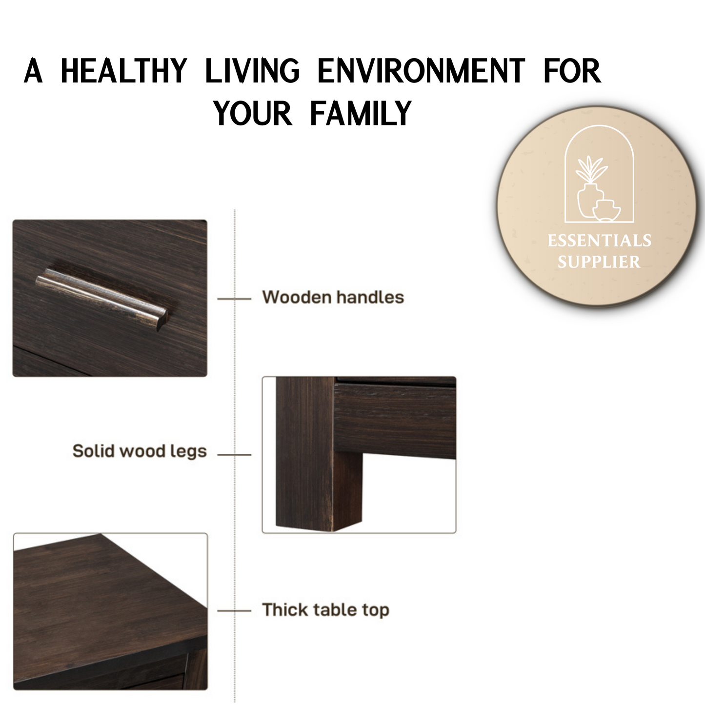 Vertical 5-Drawer Chest, Brown MDF with Wood Veneer, 73x40x120cm Storage Unit