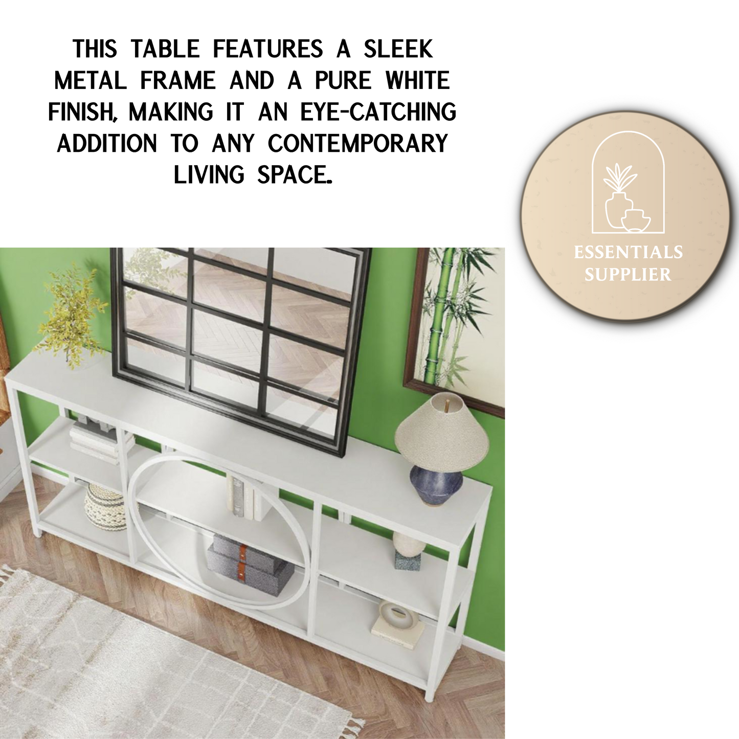 63" Retro Wavy Edge Console Table – Modern Entryway Sofa Table with Storage