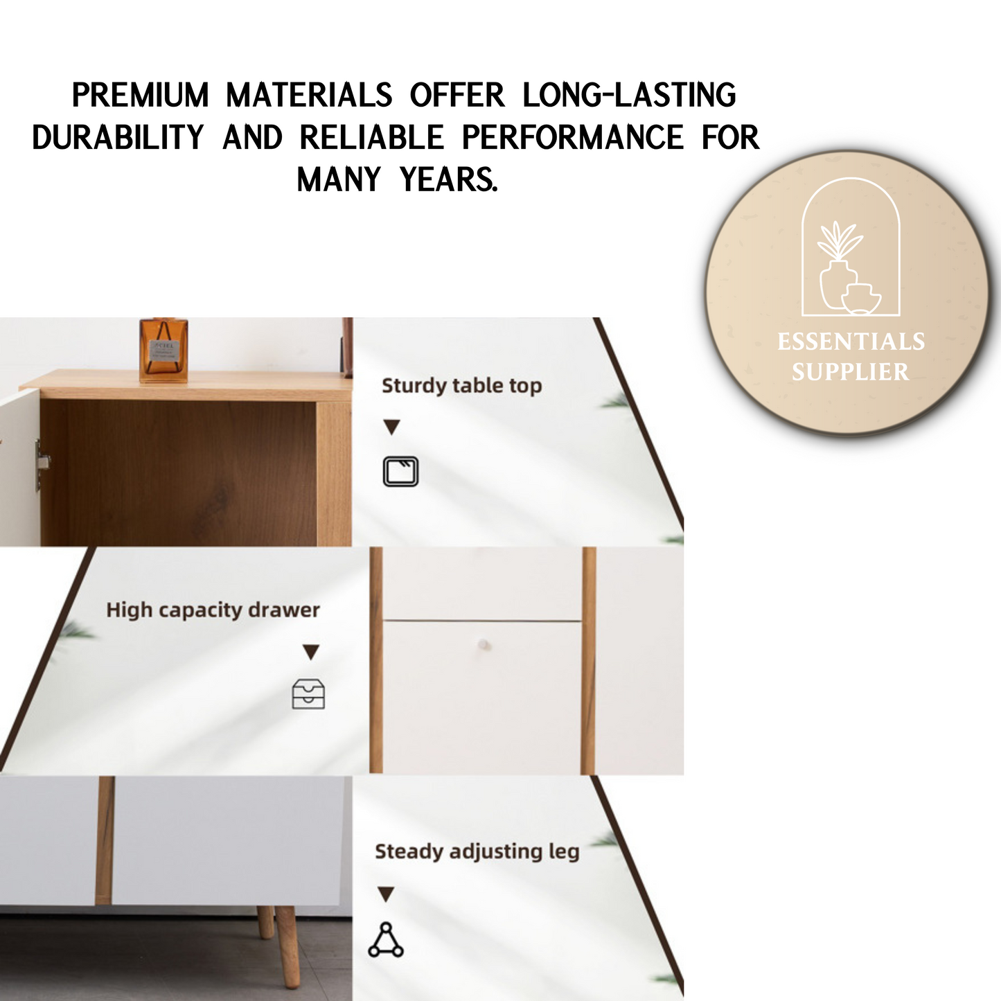 47" Sideboard Buffet Cabinet with 3 Drawers & 2 Doors, Adjustable Shelves