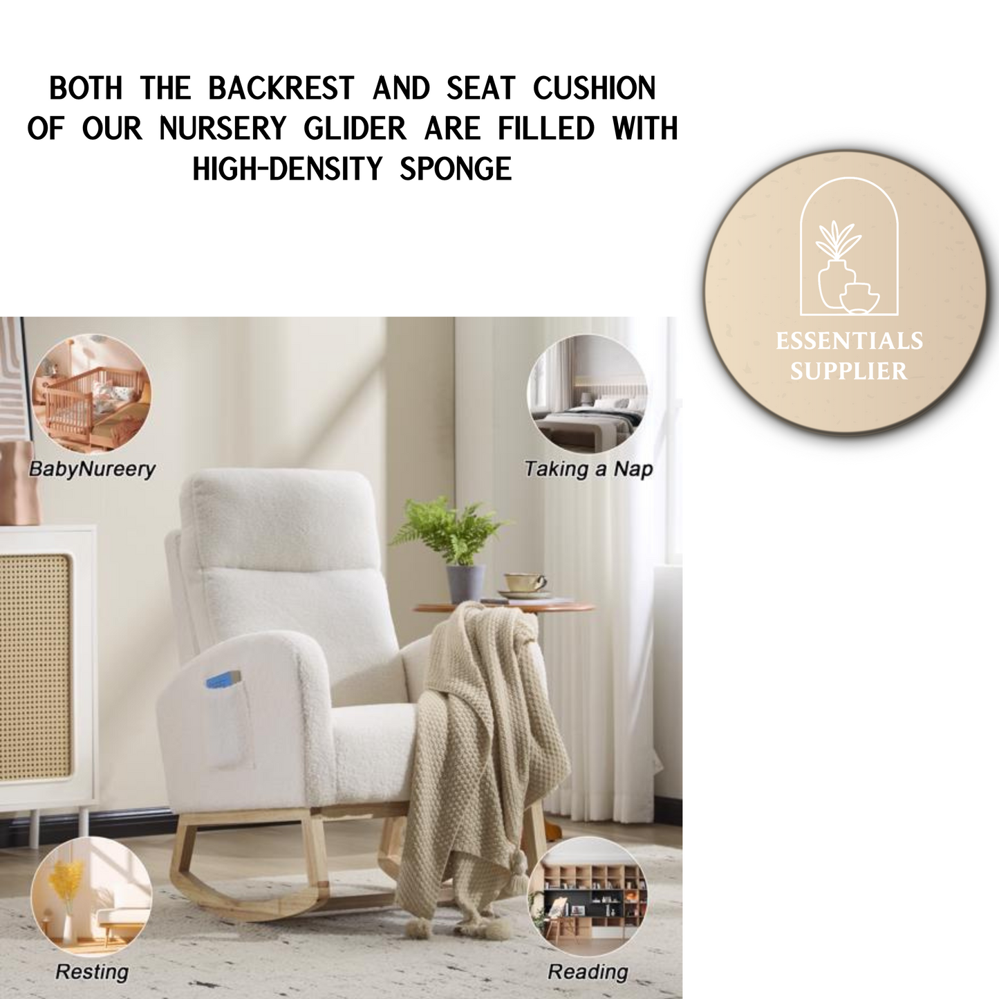 Modern High-Back Accent Rocking Chair – Nursery & Lounge Comfort