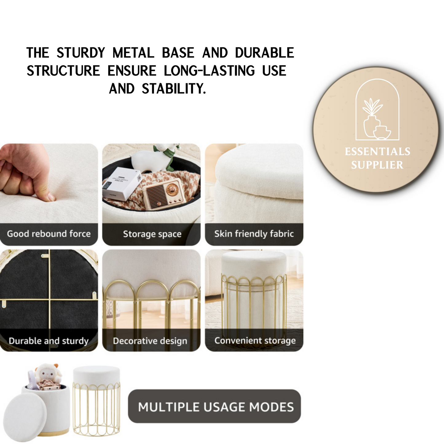 Set of 2 Round Velvet Storage Ottomans with Removable Lids – White