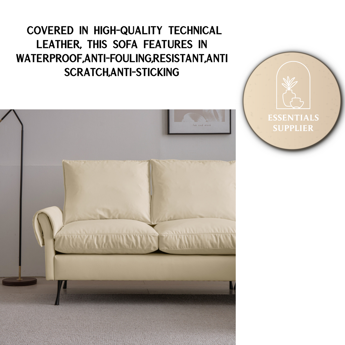 81" Modern L-Shaped Sofa with Reversible Chaise – Tech Leather Couch