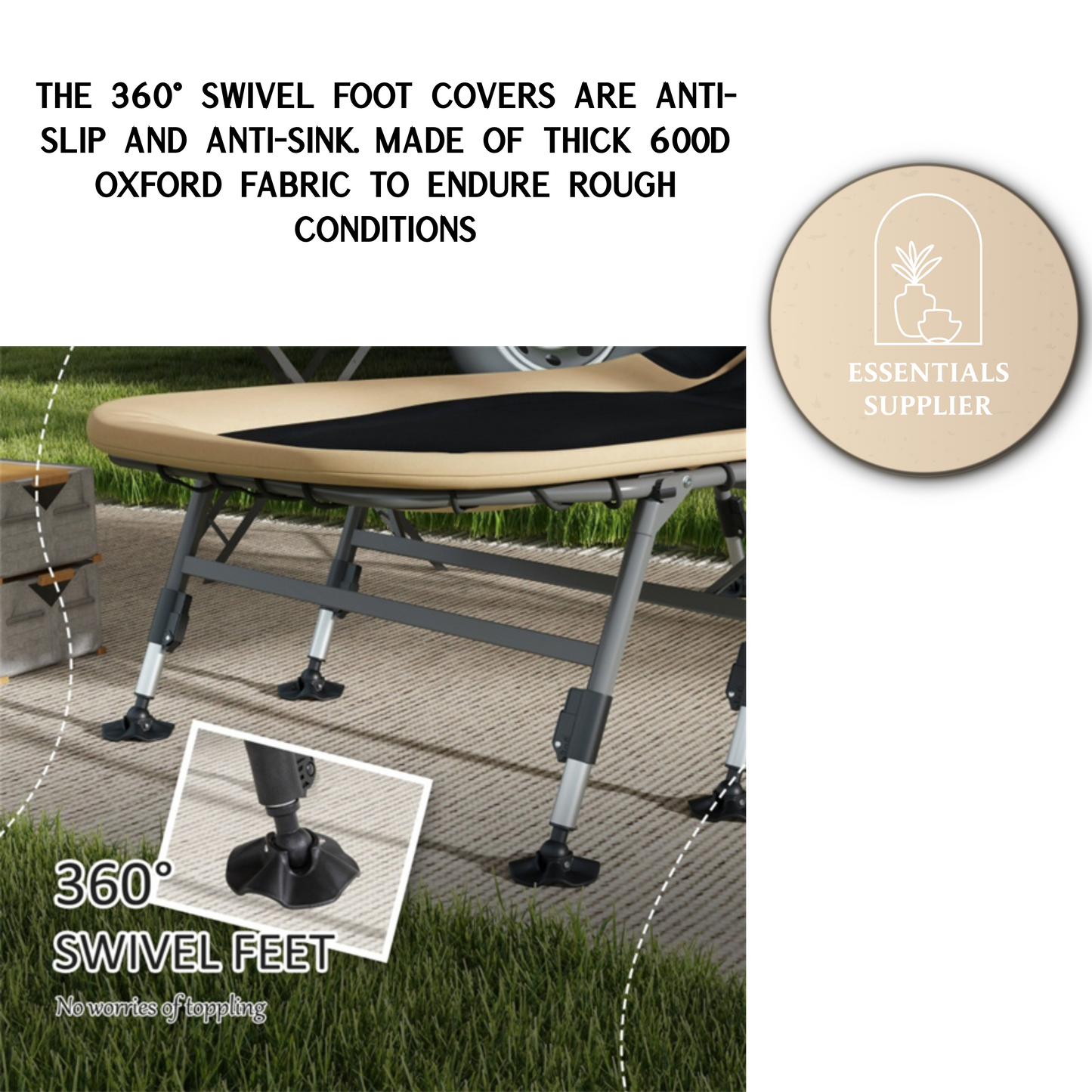 Adjustable Reclining Camping Cot with Pillow & 396 lbs Weight Capacity