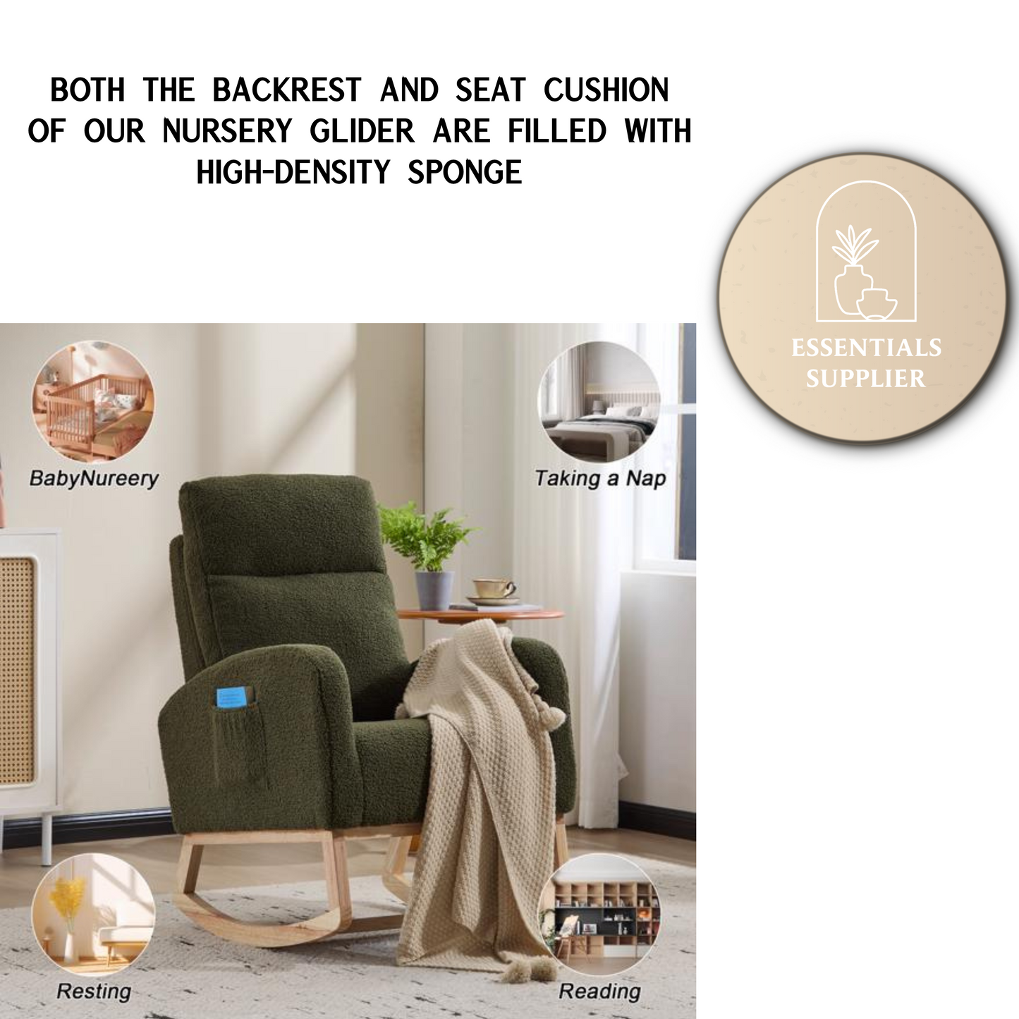 Modern High-Back Accent Rocking Chair – Nursery & Lounge Comfort