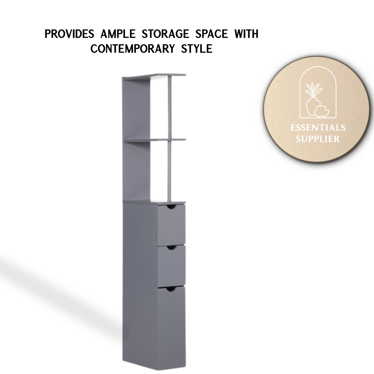 Grey Bathroom Storage Cabinet with Shelves – Compact Organizer Unit