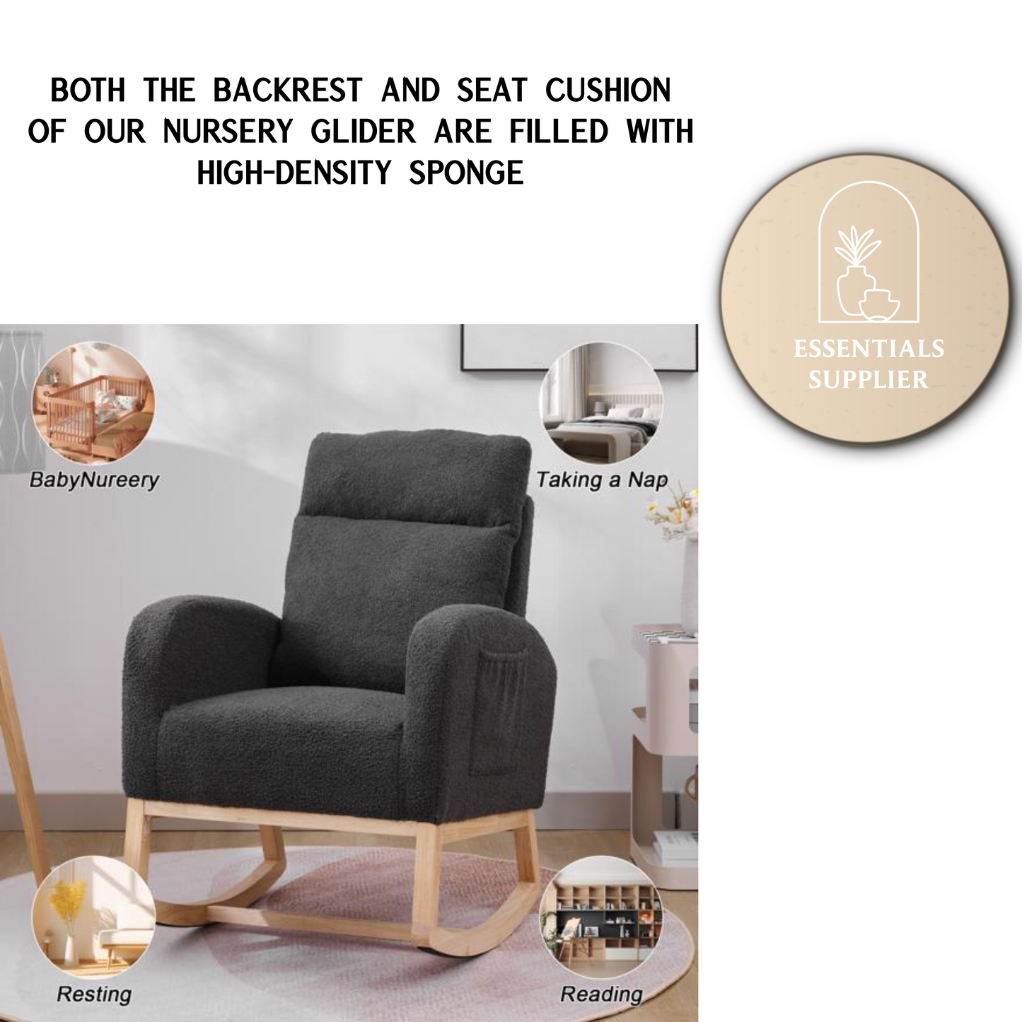 Modern High-Back Accent Rocking Chair – Nursery & Lounge Comfort