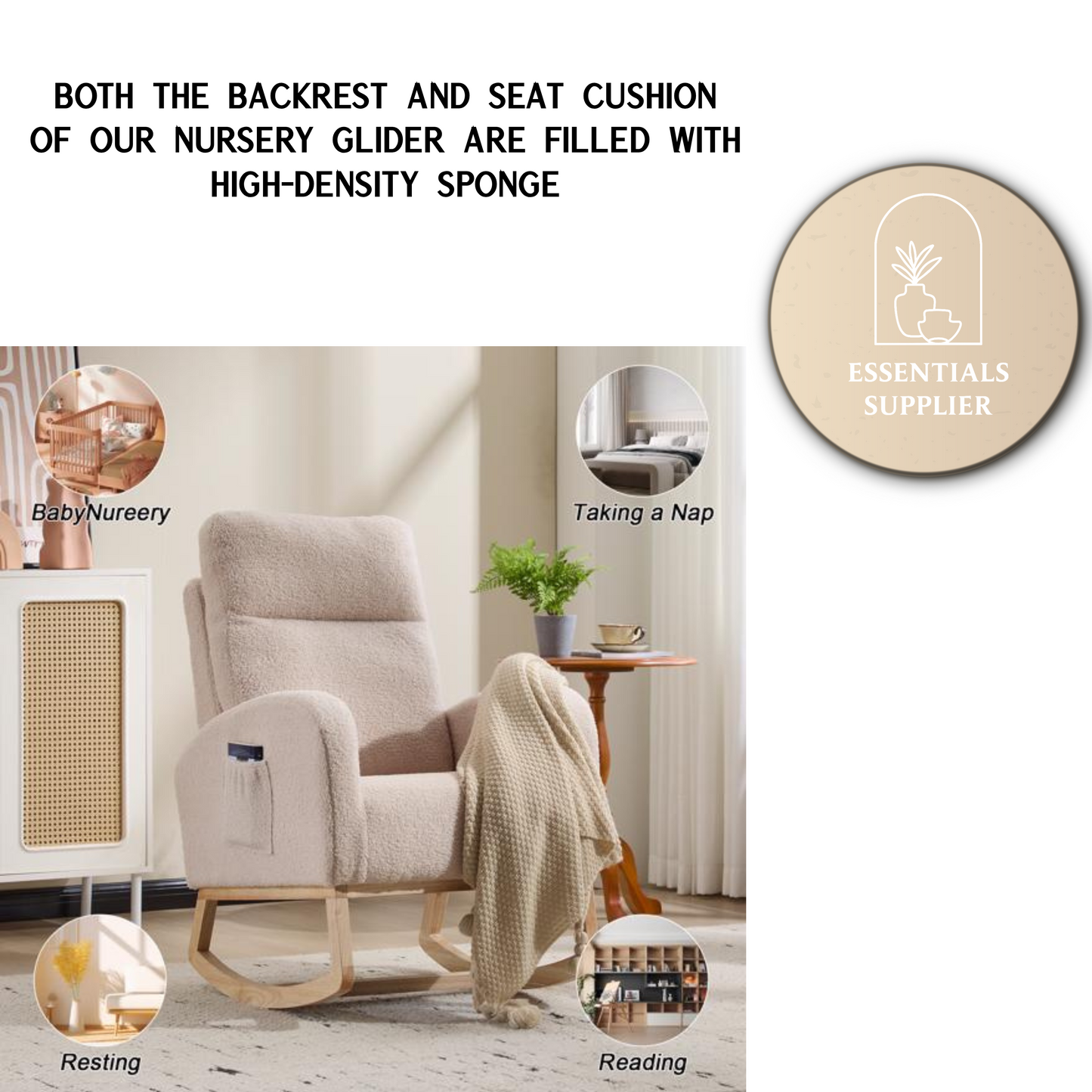 Modern High-Back Accent Rocking Chair – Nursery & Lounge Comfort