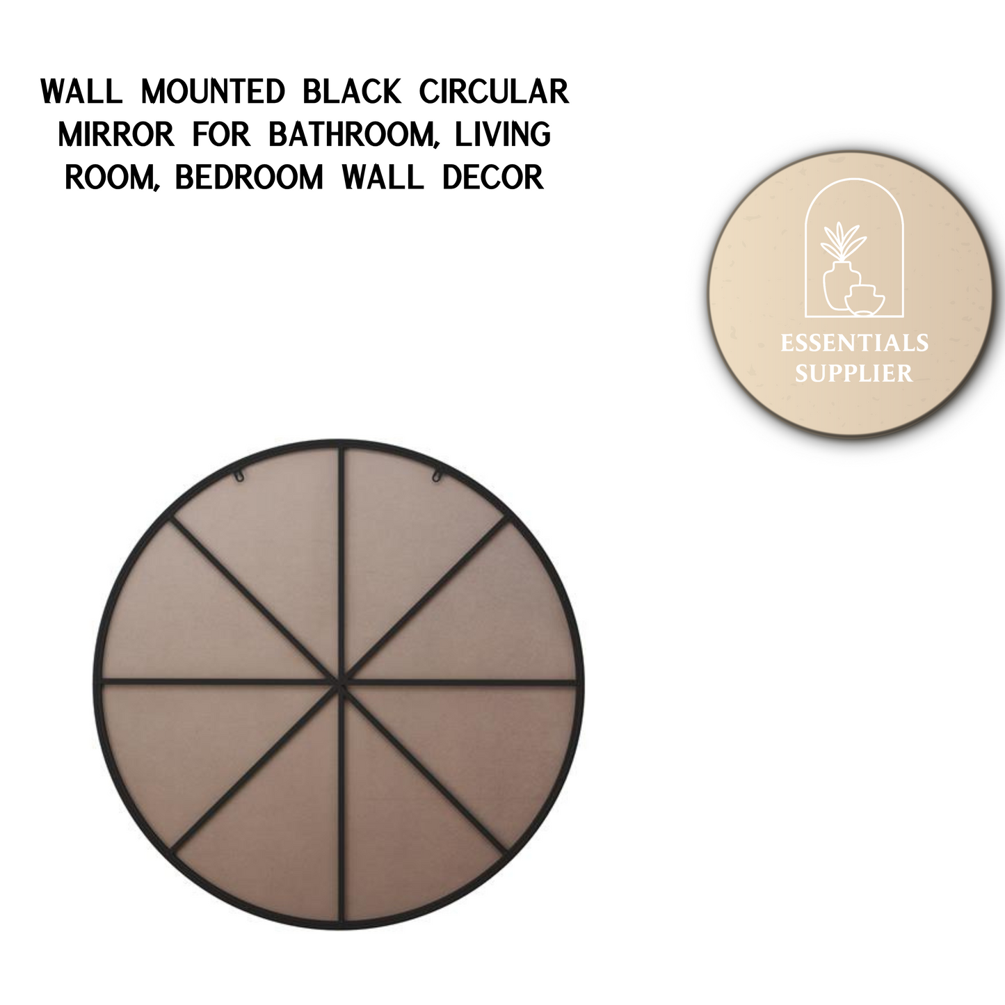 39" Black Round Wall Mirror – Modern Metal Frame for Bathroom or Bedroom