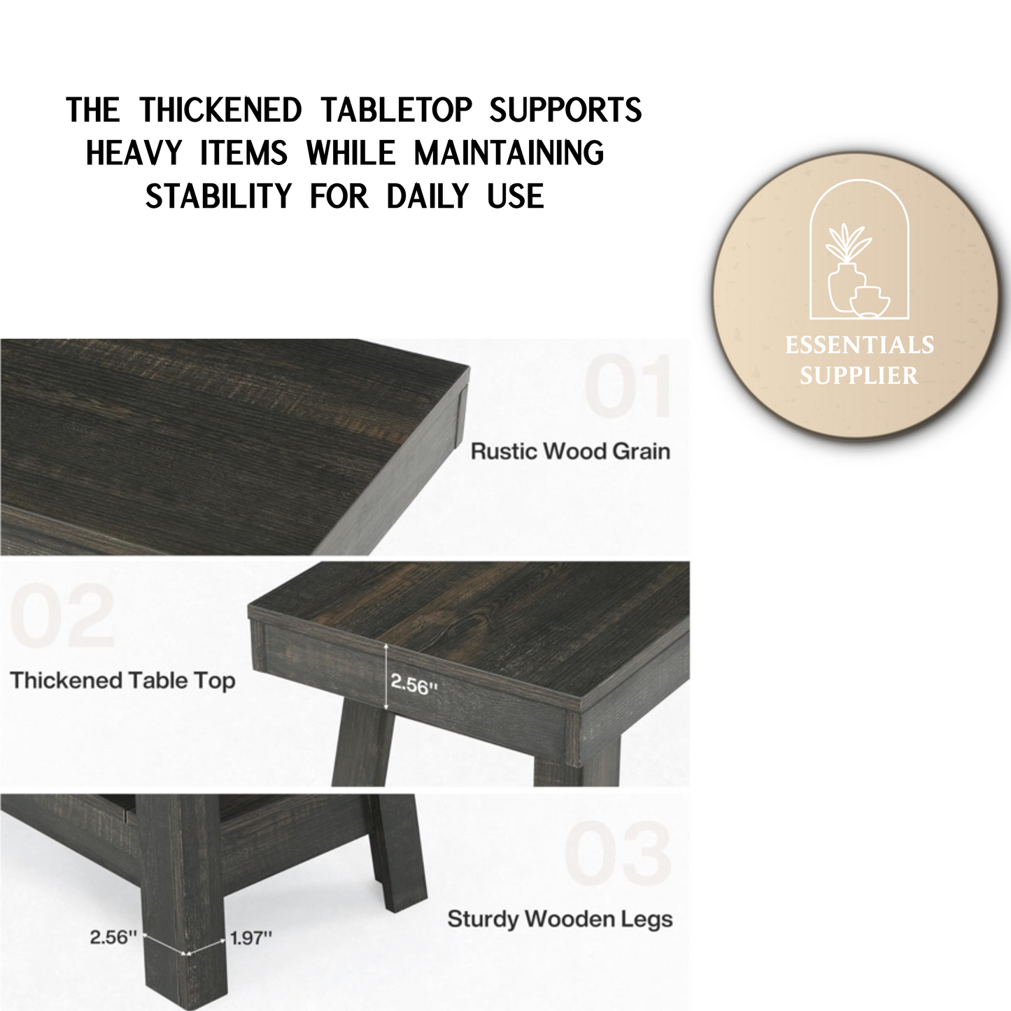 Rustic Grey Farmhouse End Table with 2 Open Shelves – Compact Side Storage