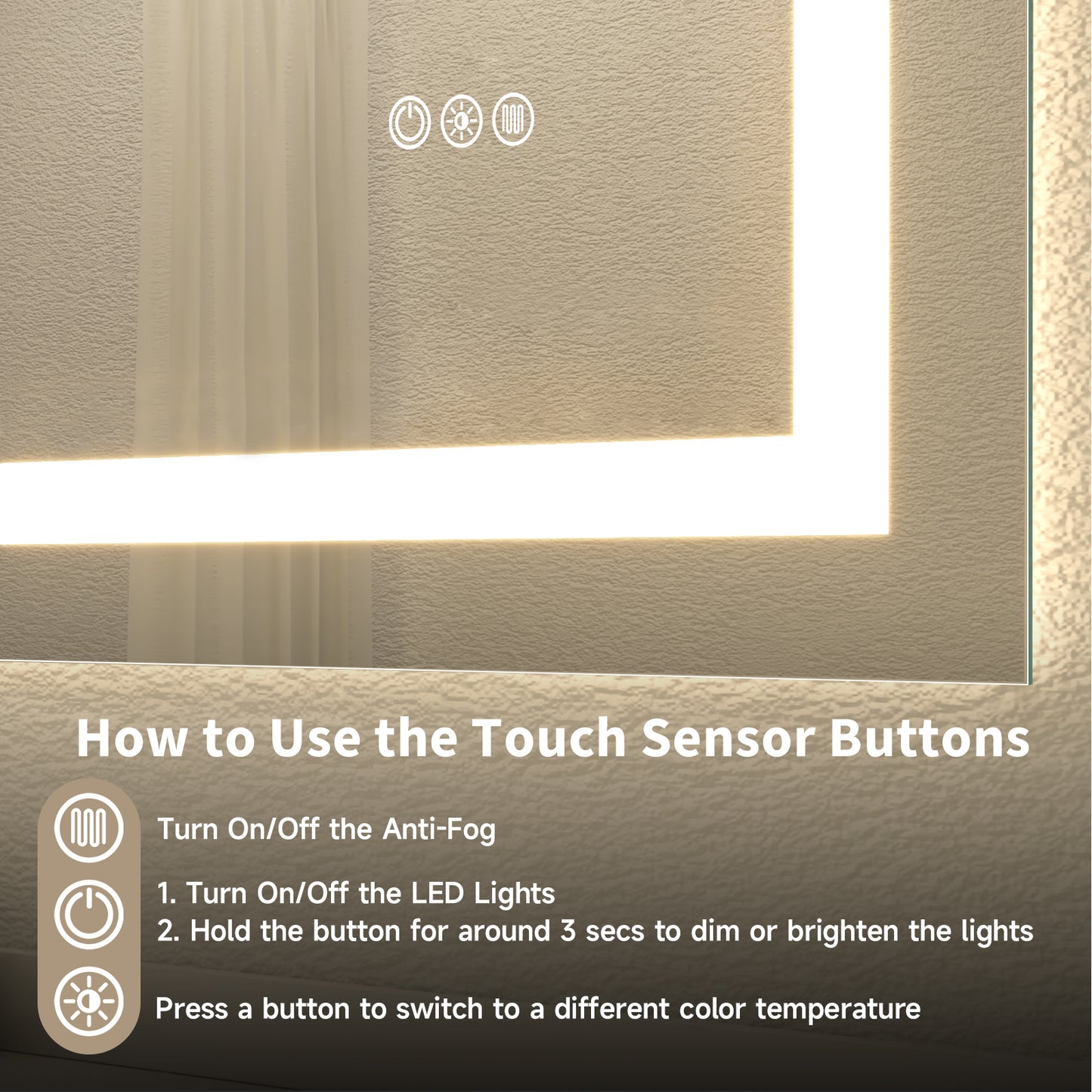 55x30 Dual LED Light Frameless Mirror – Front & Back Lighting