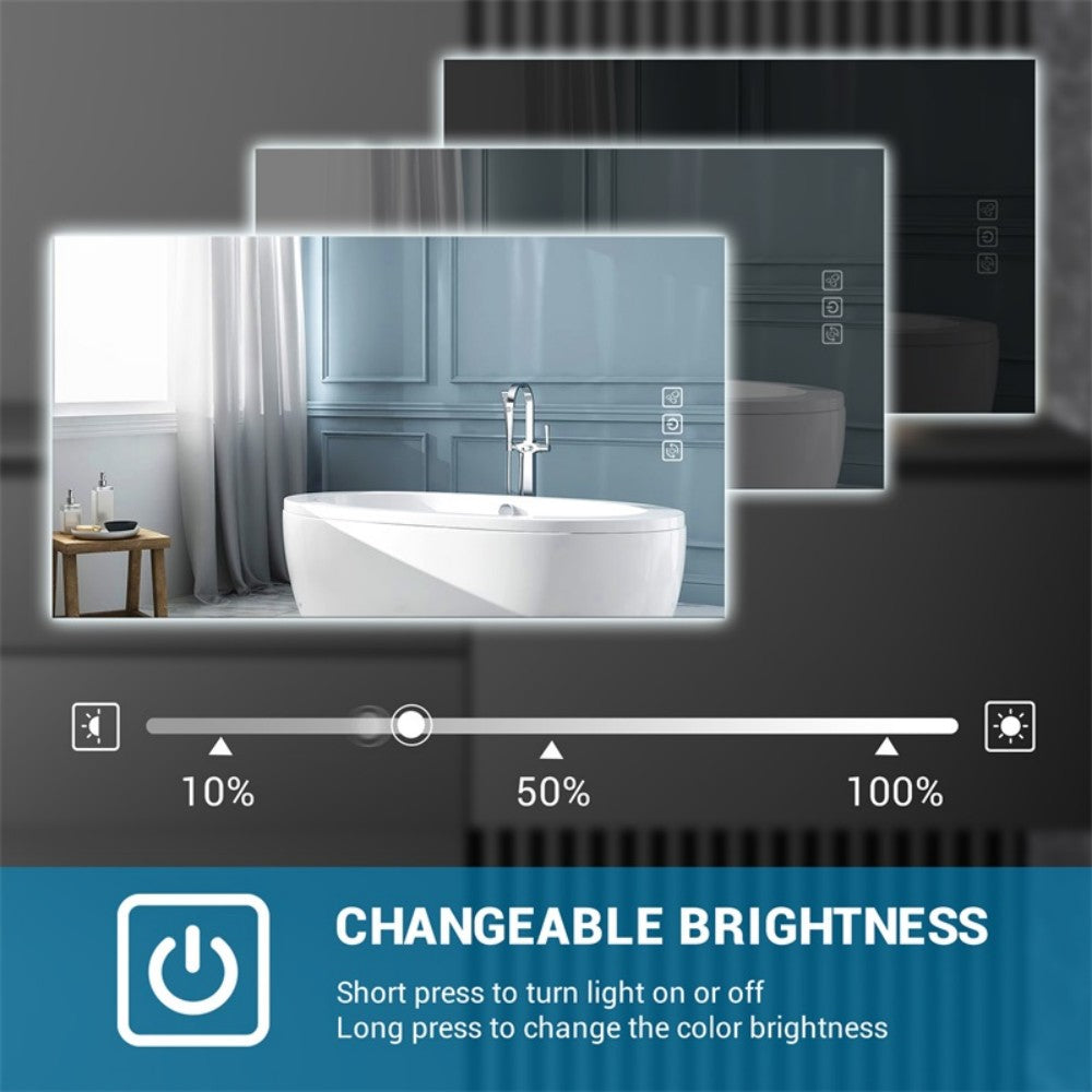 32" x 24" LED Bathroom Mirror with Defogger & Dimmable Backlight