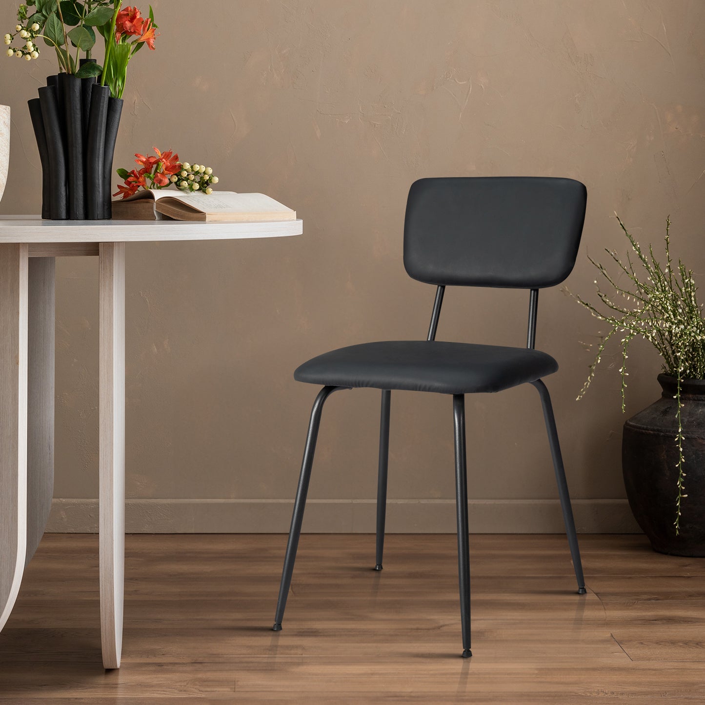 Set of 6 Modern Black Padded Dining Chairs for Kitchen, Bar & Office Use
