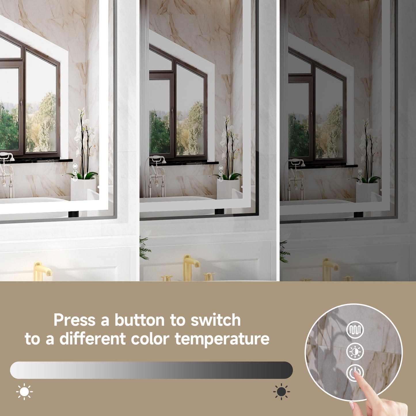 24x36" Black Framed LED Mirror with Dual Front & Back Light Strips