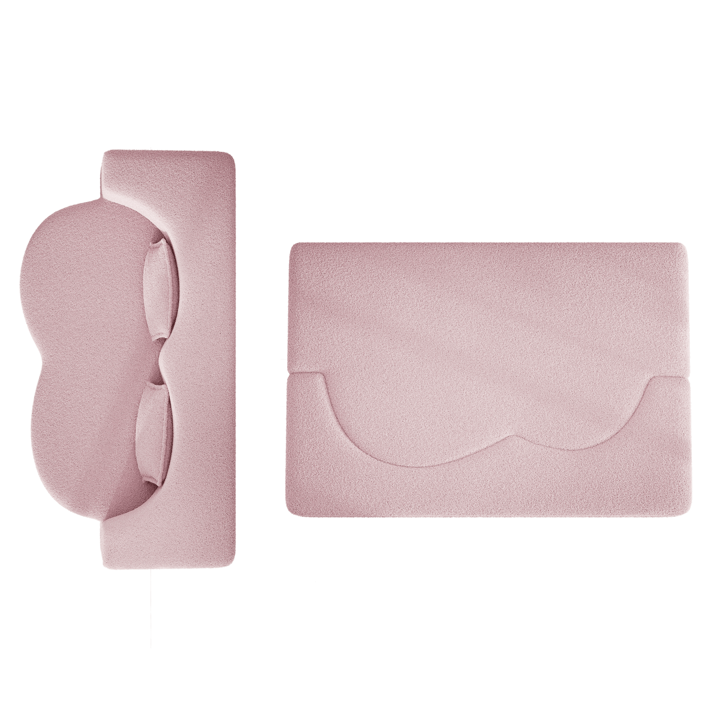 Modern Pink Teddy Fabric Floor Sofa Bed with 2 Pillows – Convertible & Space-Saving