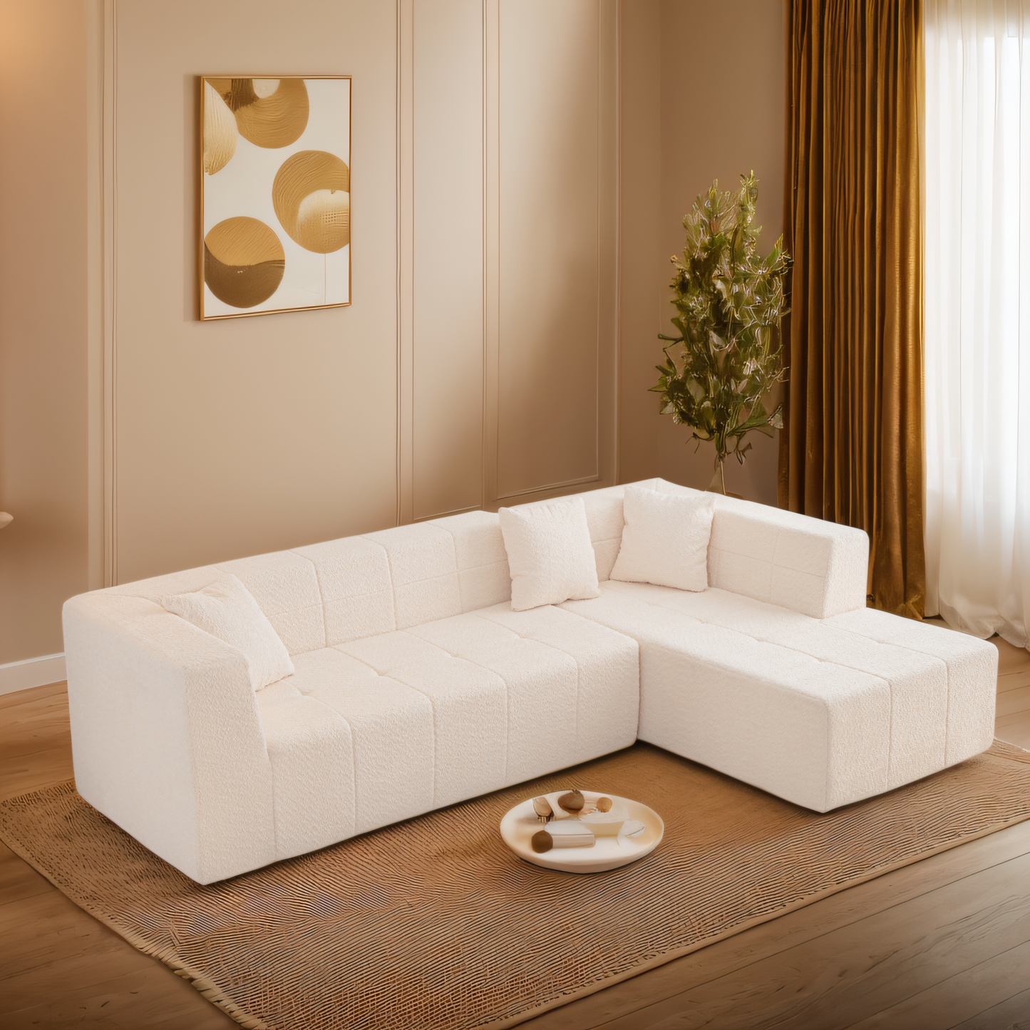 L-Shaped 105.5" Modular Sectional Sofa with Chaise