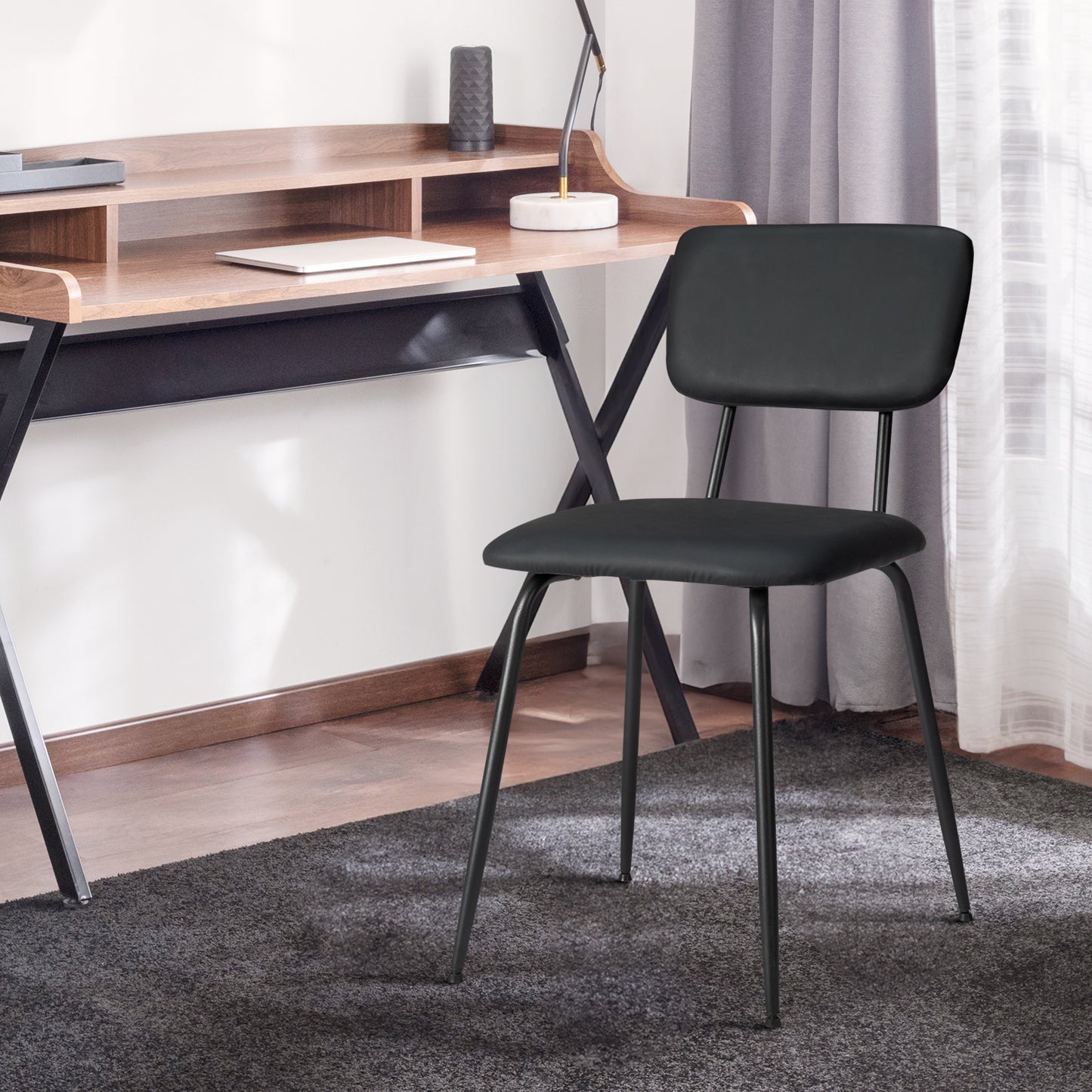 Set of 6 Modern Black Padded Dining Chairs for Kitchen, Bar & Office Use