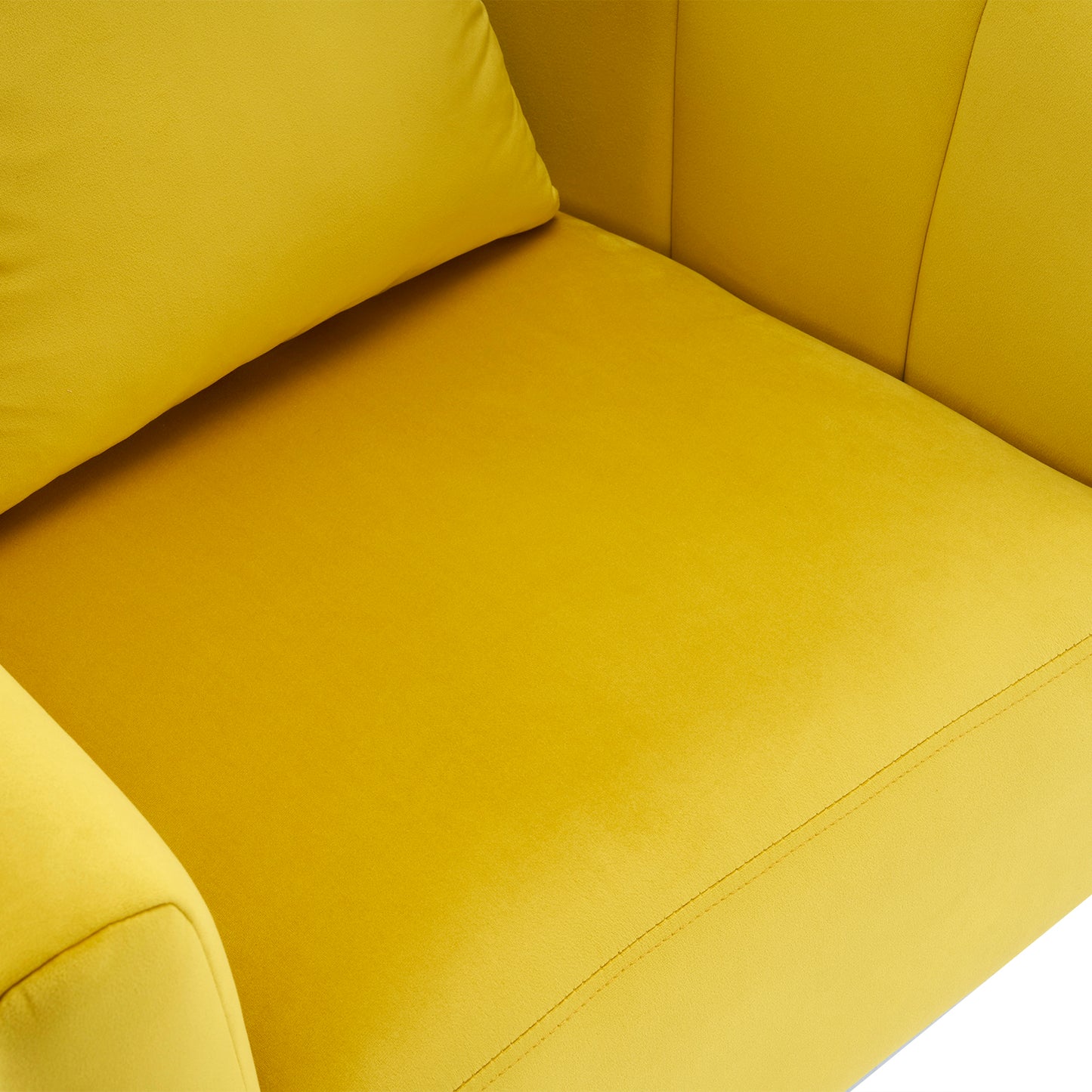 360° Swivel Velvet Accent Chair with Fluffy Cushion – Yellow