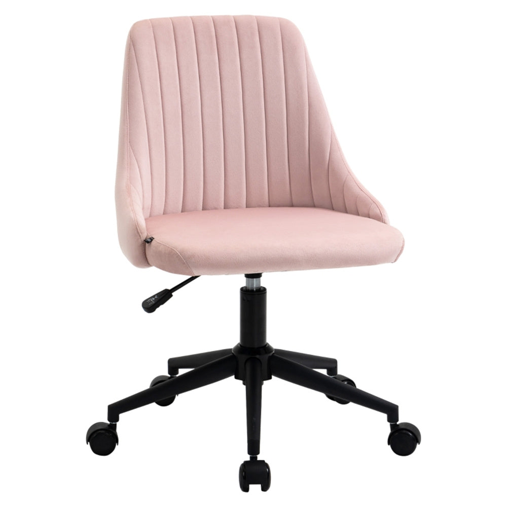 Pink Velvet Scallop Swivel Office Chair – Adjustable Height & Chic Design