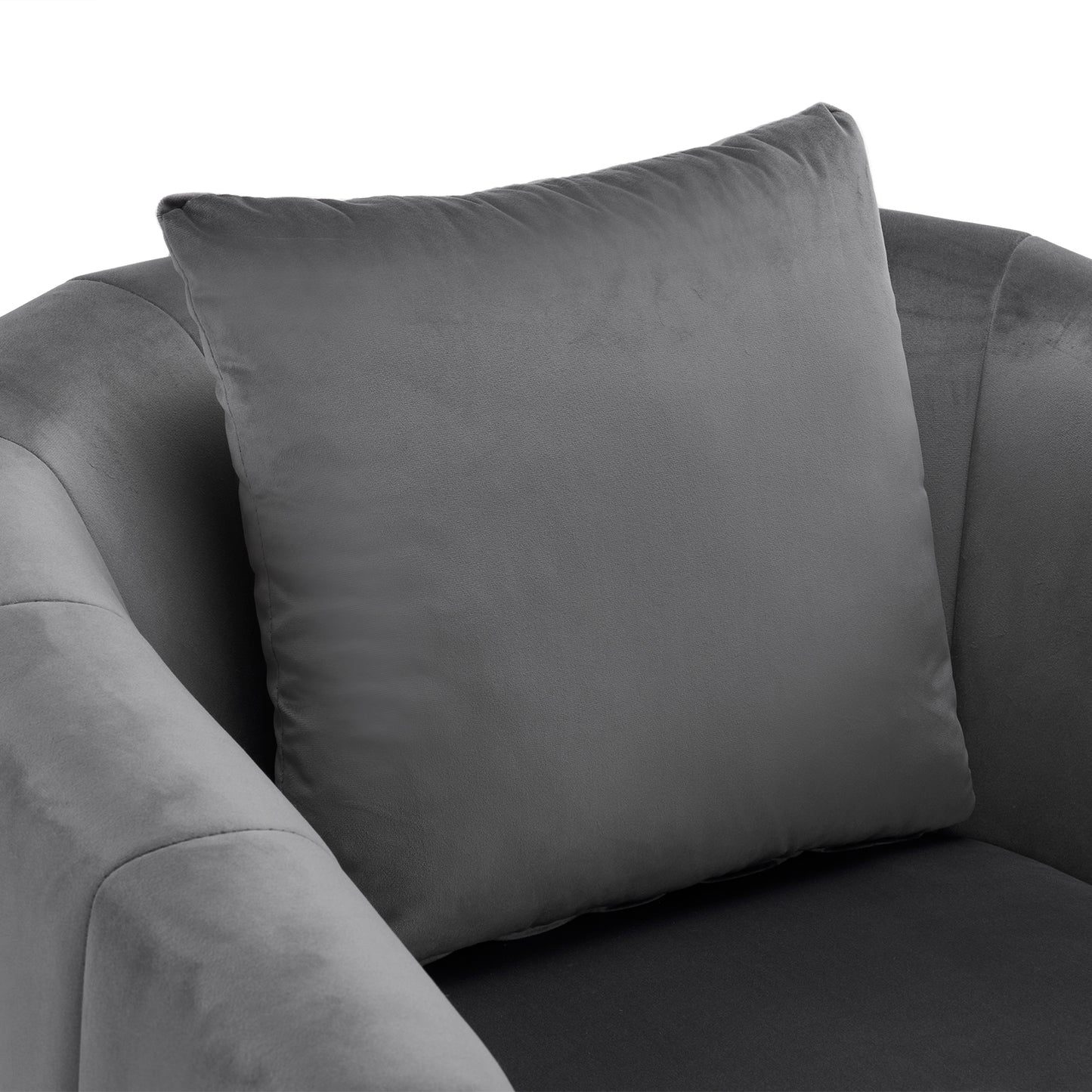 360° Swivel Velvet Accent Chair with Fluffy Cushion – Gray
