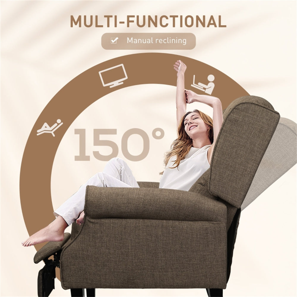 Heated Massage Recliner Chair with Lumbar Support – Manual Pushback, Brown