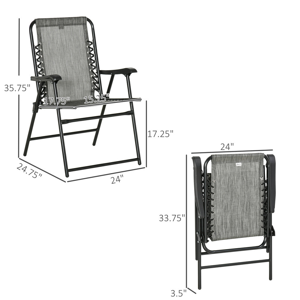 Set of 2 Foldable Mesh Armchairs – Outdoor Lounge Chairs with Armrests