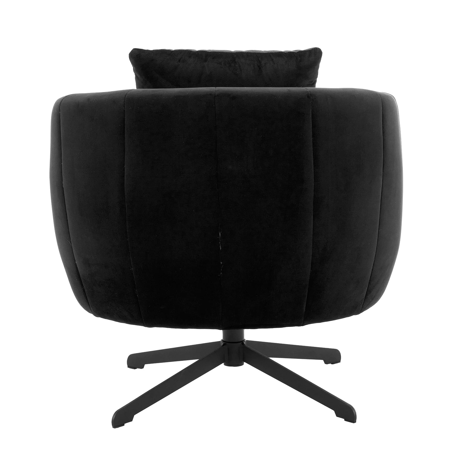 360° Swivel Velvet Accent Chair with Fluffy Cushion – Black