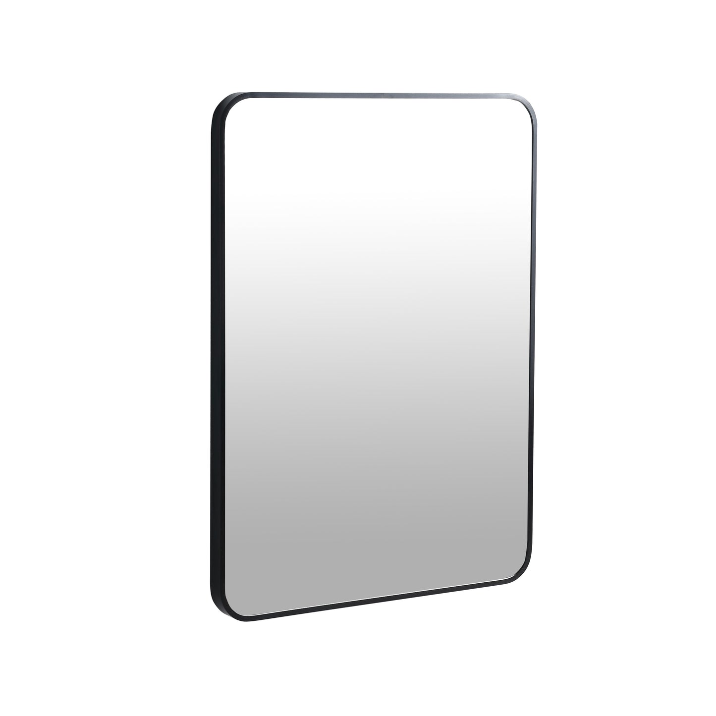 24"x32" Black Bathroom Mirror – HD Glass with Aluminum Frame, Wall Mounted