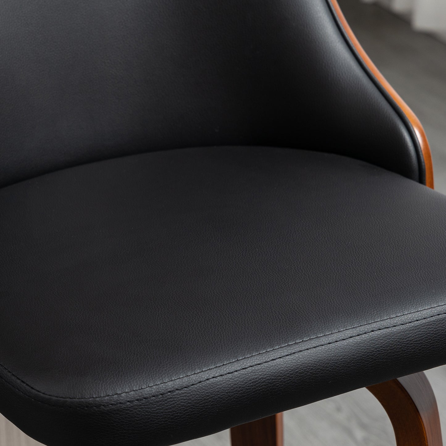 Set of 2 Black PU Leather Wingback Swivel Bar Stools with Tufted Back & Footrest
