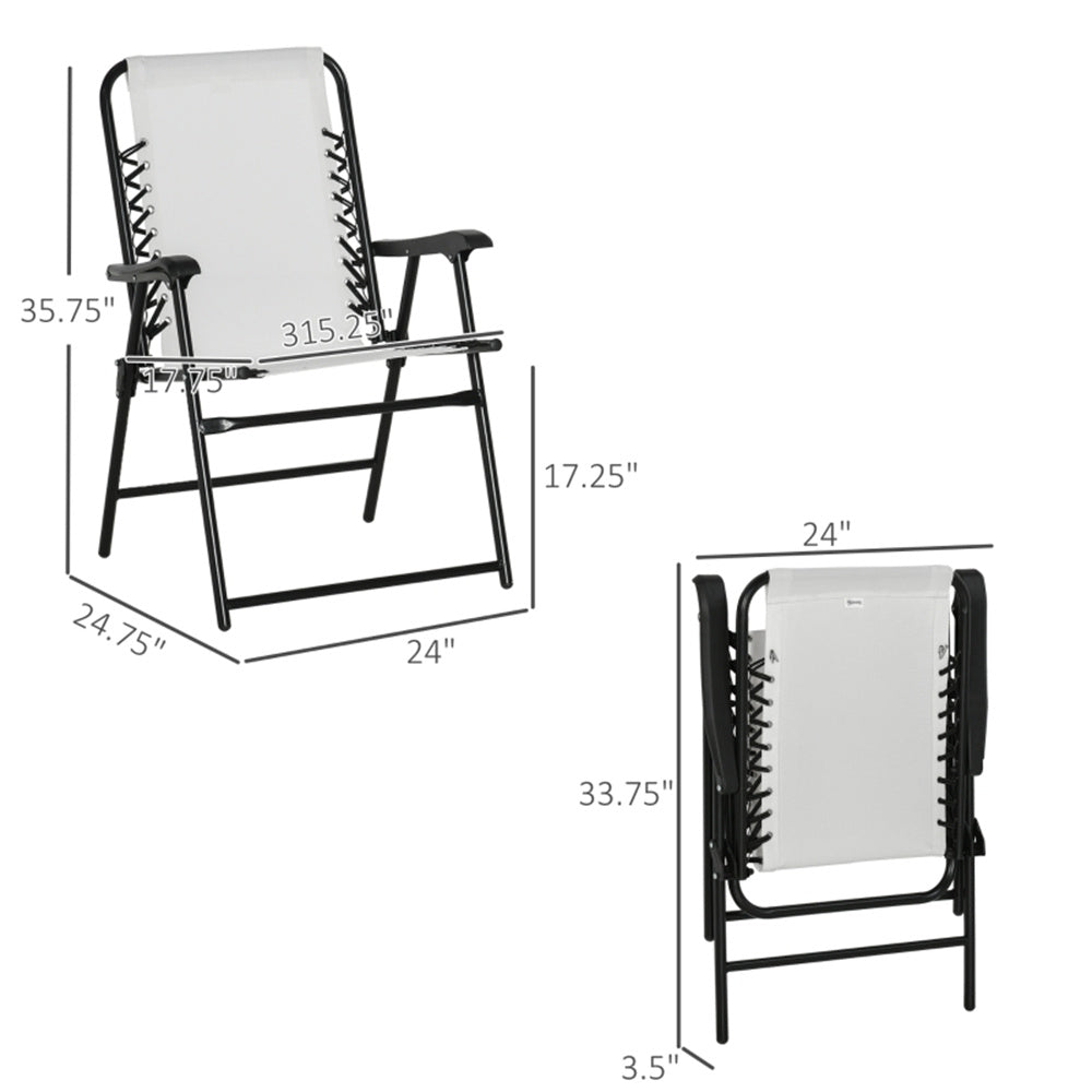 Set of 2 Foldable Mesh Armchairs – Outdoor Lounge Chairs with Armrests