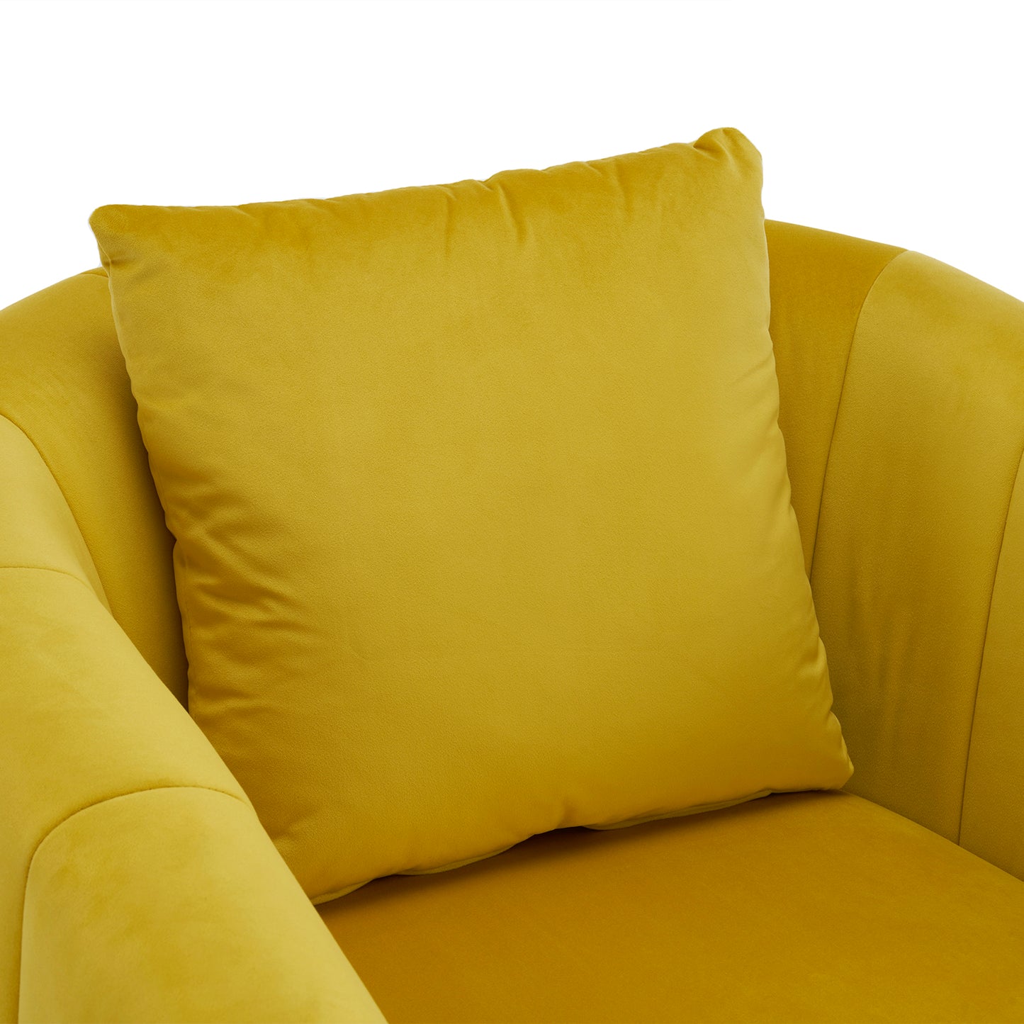 Velvet Accent Chair with Fluffy Cushion – Yellow