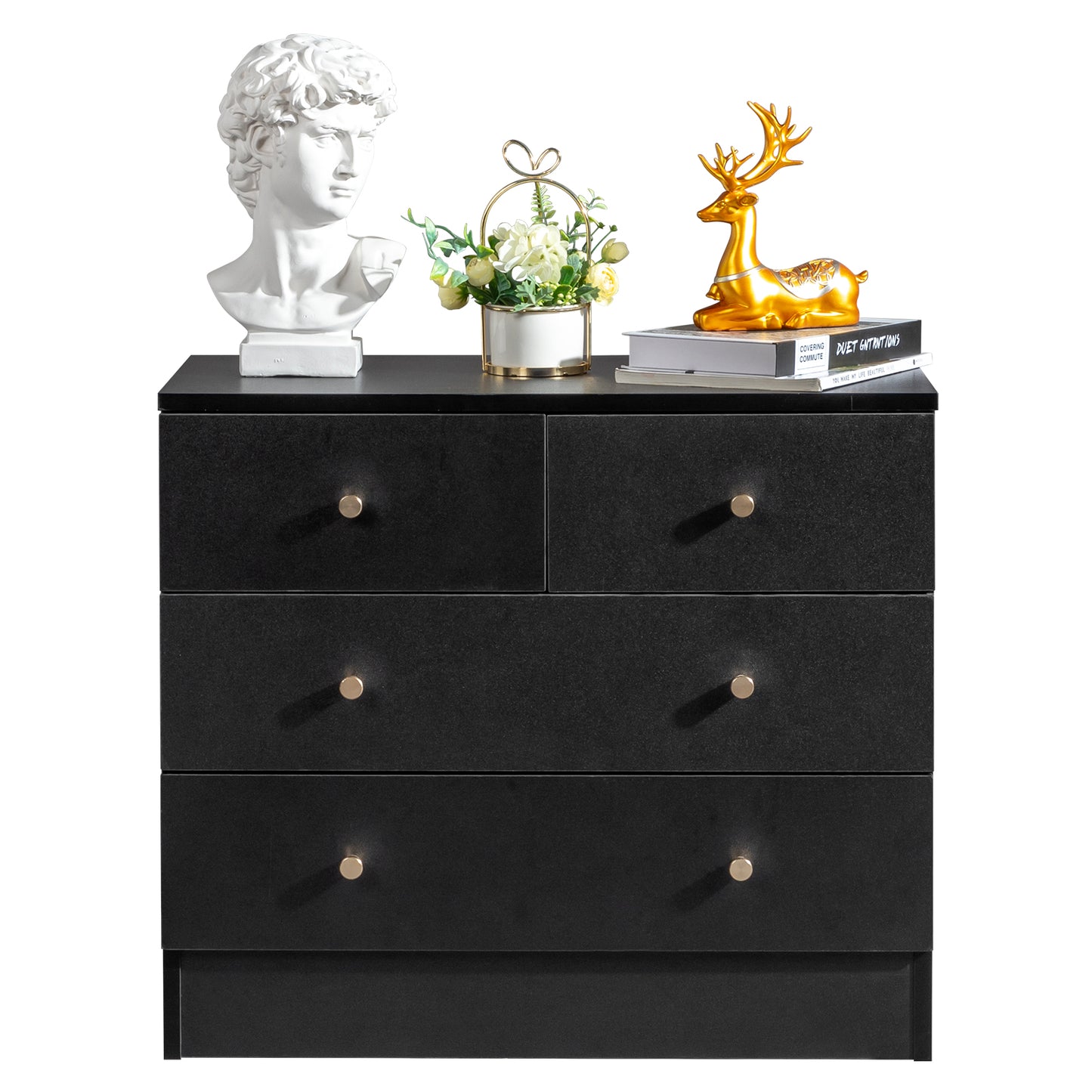 Modern Black 4-Drawer Dresser – Space-Saving Storage Cabinet for Bedroom or Living Room