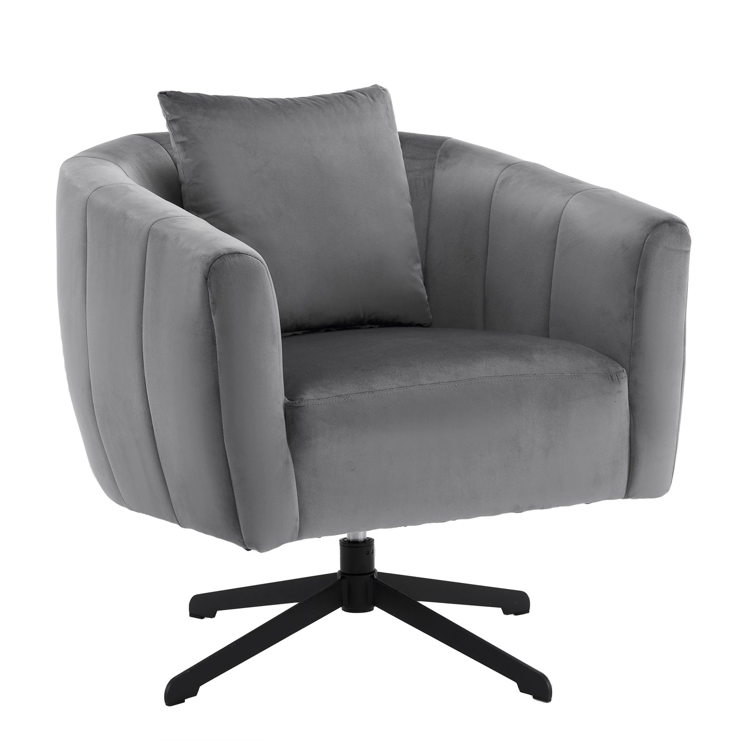 360° Swivel Velvet Accent Chair with Fluffy Cushion – Gray