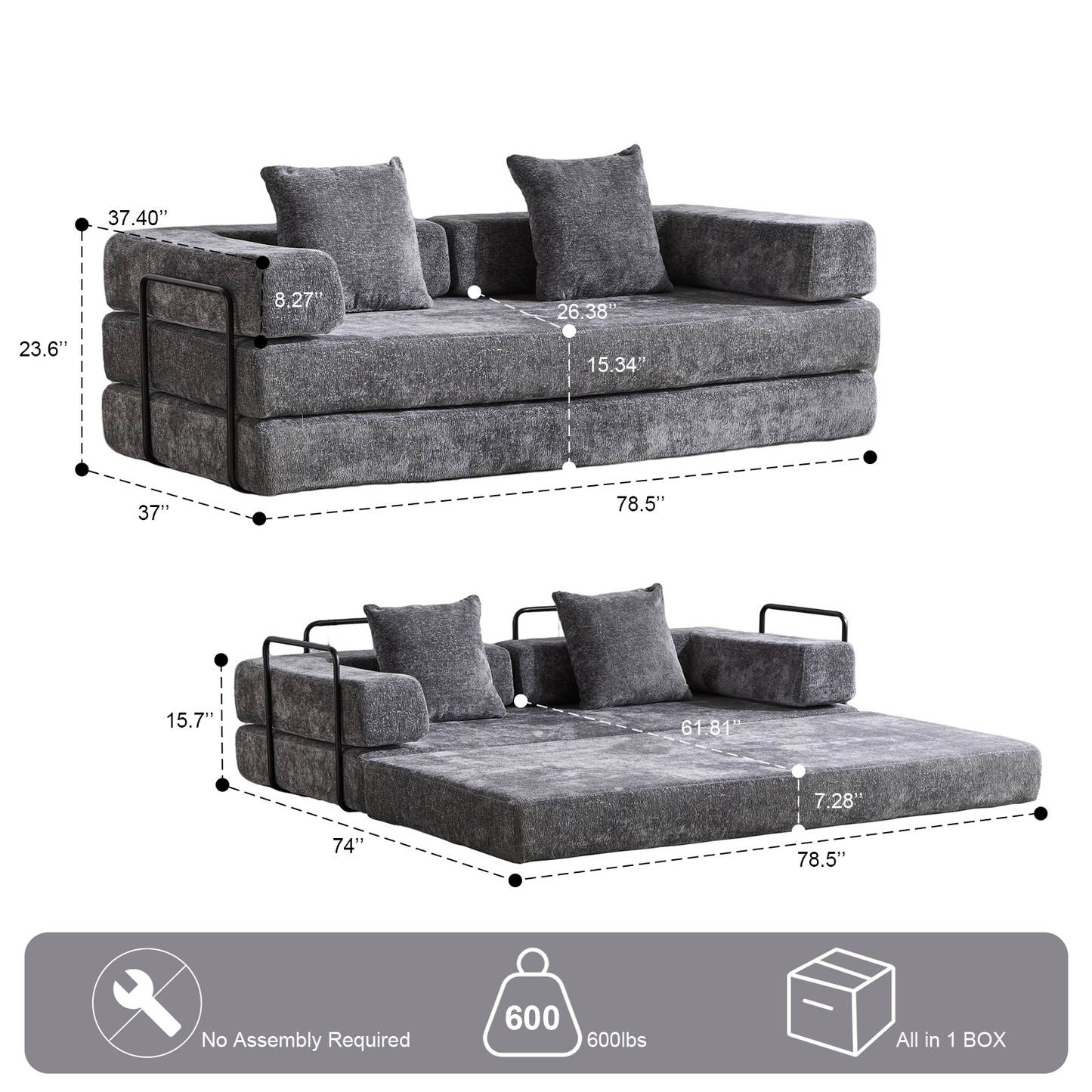 Convertible Corduroy Futon Sofa Bed – Foldable Floor Couch with Sponge Padding
