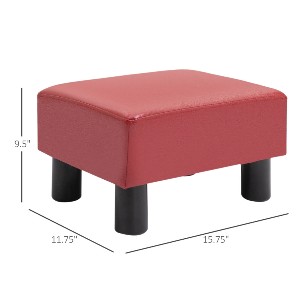 Red Faux Leather Foot Rest Ottoman – Chic, Lightweight & Durable