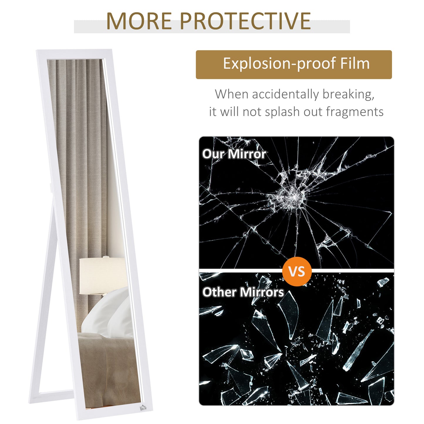 White Freestanding or Wall-Mounted Dressing Mirror – Modern & Space-Saving
