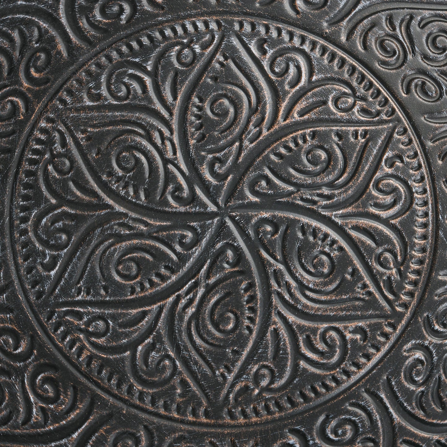 Round Hammered Pewter Metal Coffee Table – 24” Decorative Accent Table