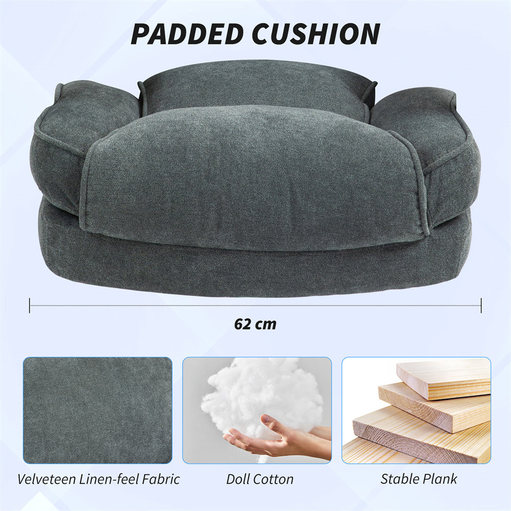 Pebble Grey Reclining Office Chair with Footrest & High-Back Linen-Feel Padding