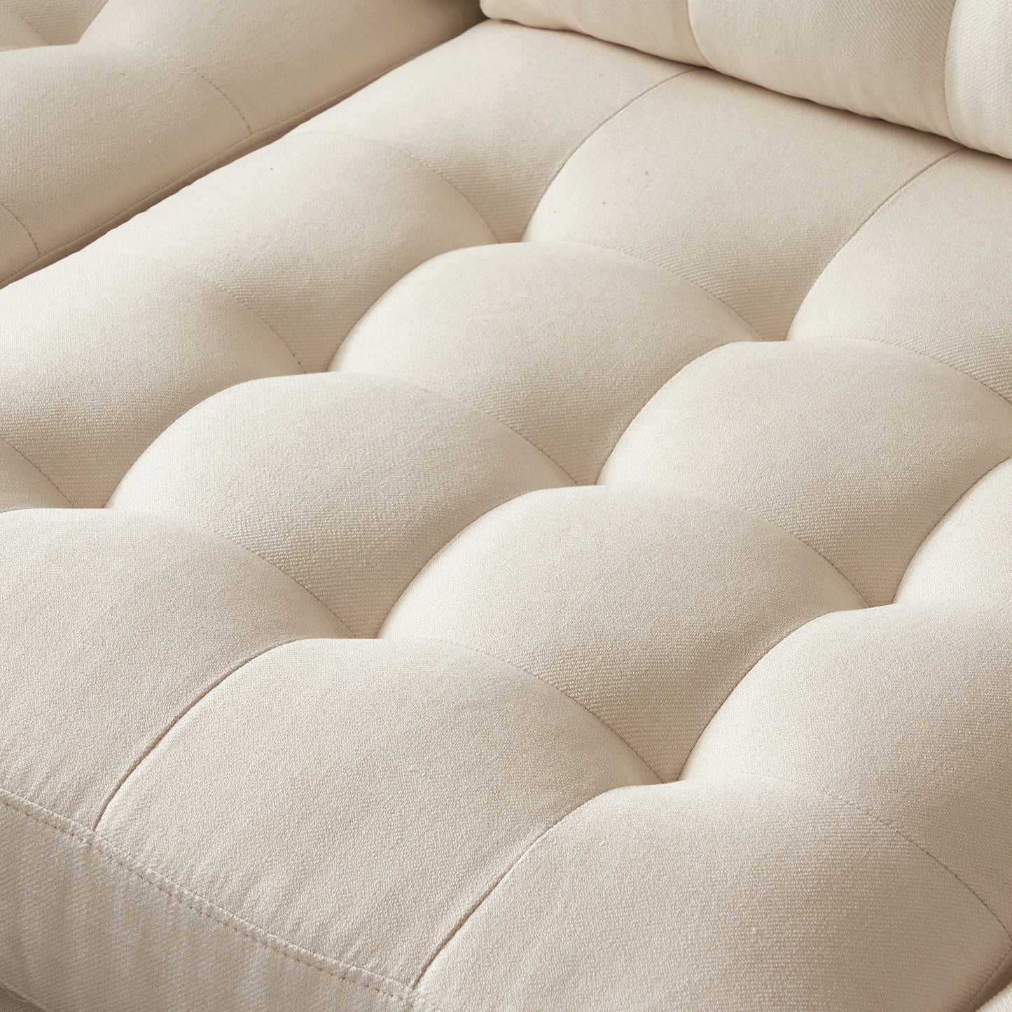 U-Shaped Sectional Sofa – Soft Armrest & Backrest, Wooden & Iron Frame with Gold Legs, Beige Upholstery