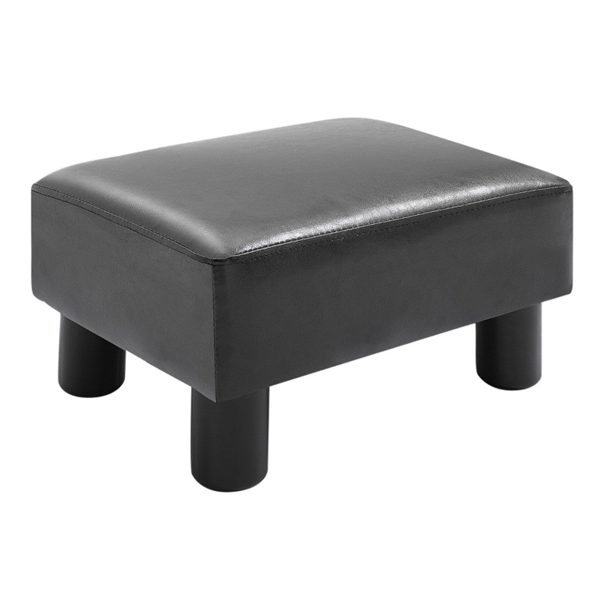Black Faux Leather Foot Rest Ottoman – Chic, Lightweight & Durable