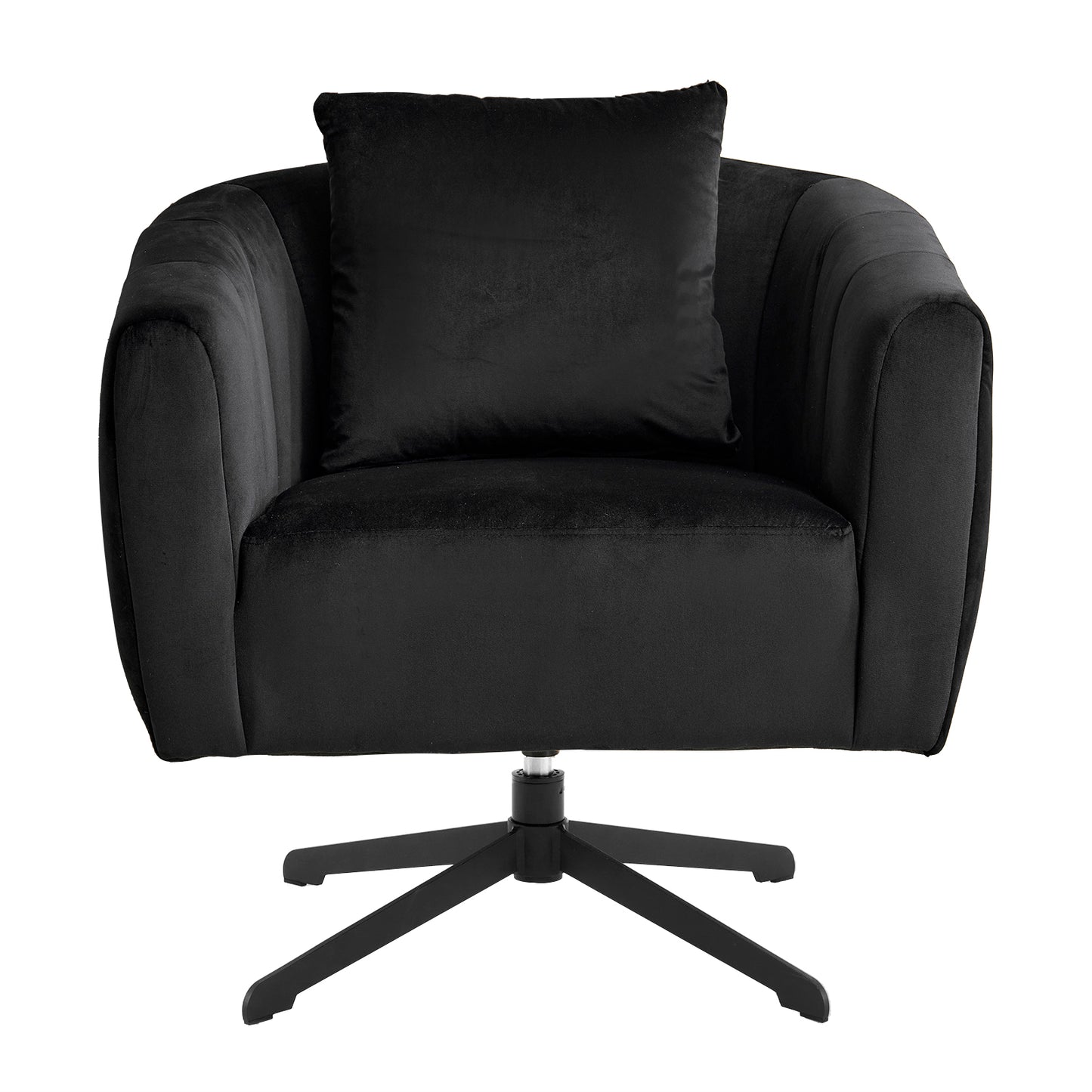 360° Swivel Velvet Accent Chair with Fluffy Cushion – Black