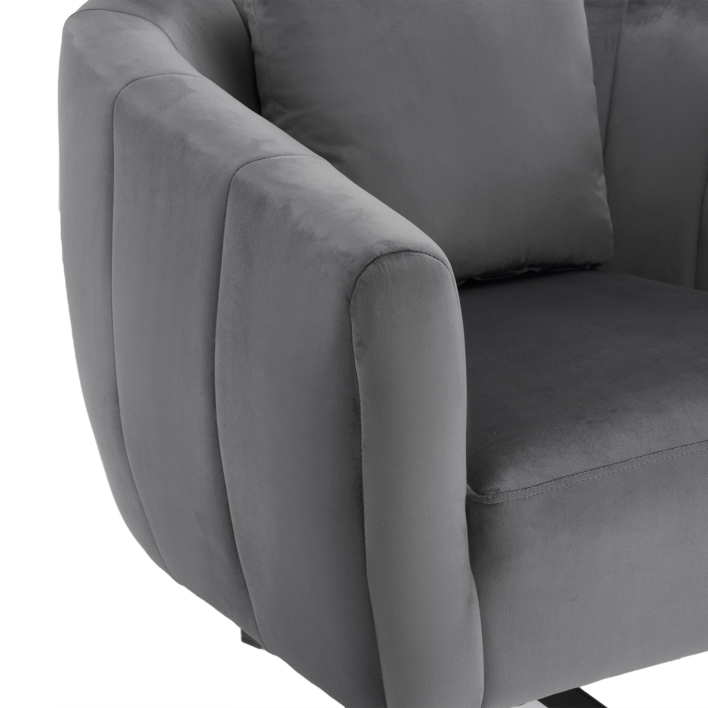 360° Swivel Velvet Accent Chair with Fluffy Cushion – Gray