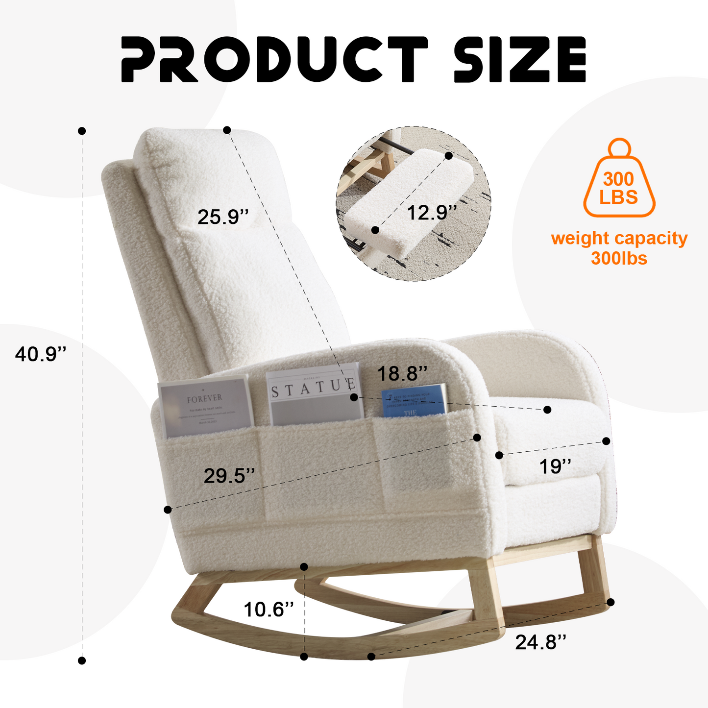 Modern Rocking Accent Chair with High Back, Soft Fabric & 300 lb Weight Capacity