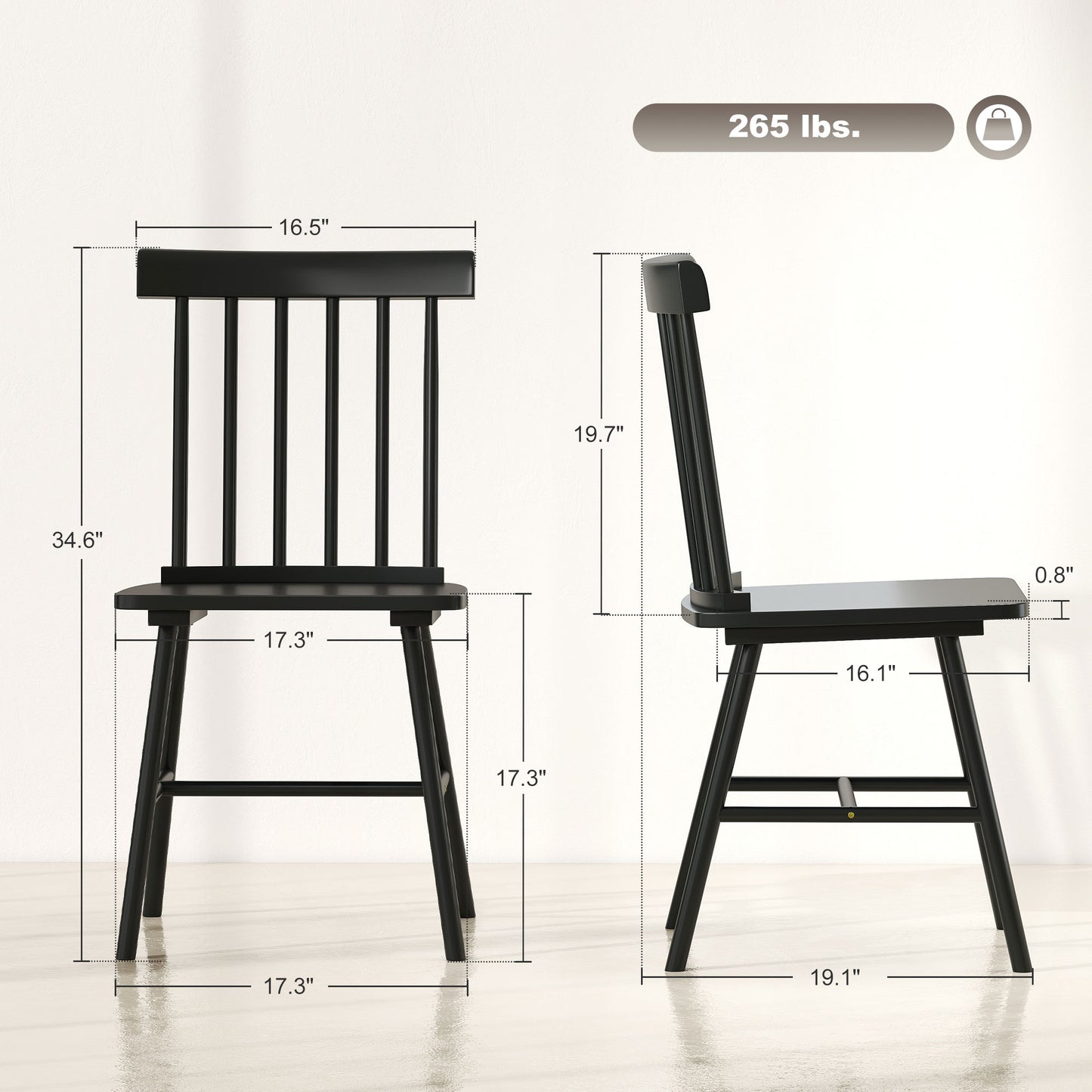Black Wooden Farmhouse Dining Chairs – Set of 4